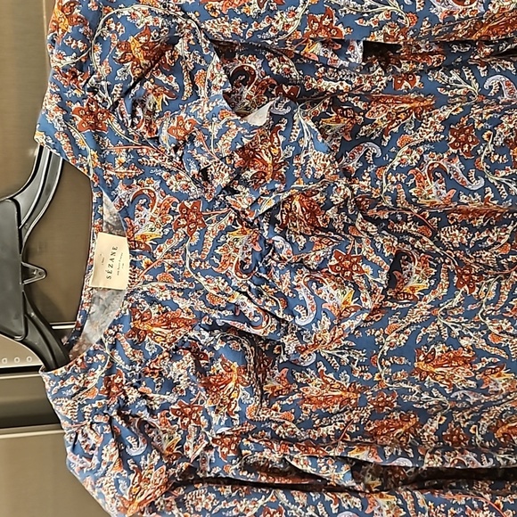 💕SEZANE💕 West Shirt Ranch Marine Multi-Color Paisley Floral Print FR 38 = US 6 - Picture 11 of 16